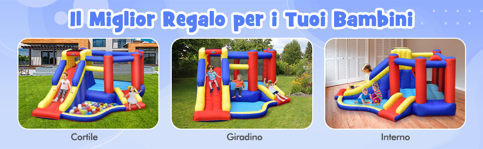 7 paletti inclusi per fissare la casa gonfiabile