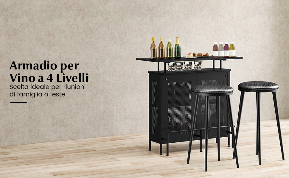Espelism Portabottiglie Angolare A 5 Ripiani Da Pavimento Con Porta Bicchieri E Bottiglie Di Vino Mobili Da Bar 1351131