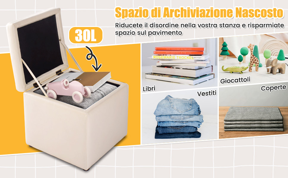 Organizer a forma di cubo con cerniere di sicurezza