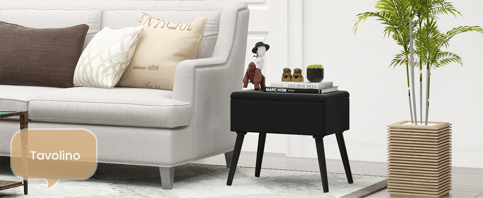 Sgabello Panca Ottomana In Pelle Ecologica - Per Toeletta, Trucco, Pianoforte - Con Gambe In Legno - Marrone, 47,5x33x45,7 Cm