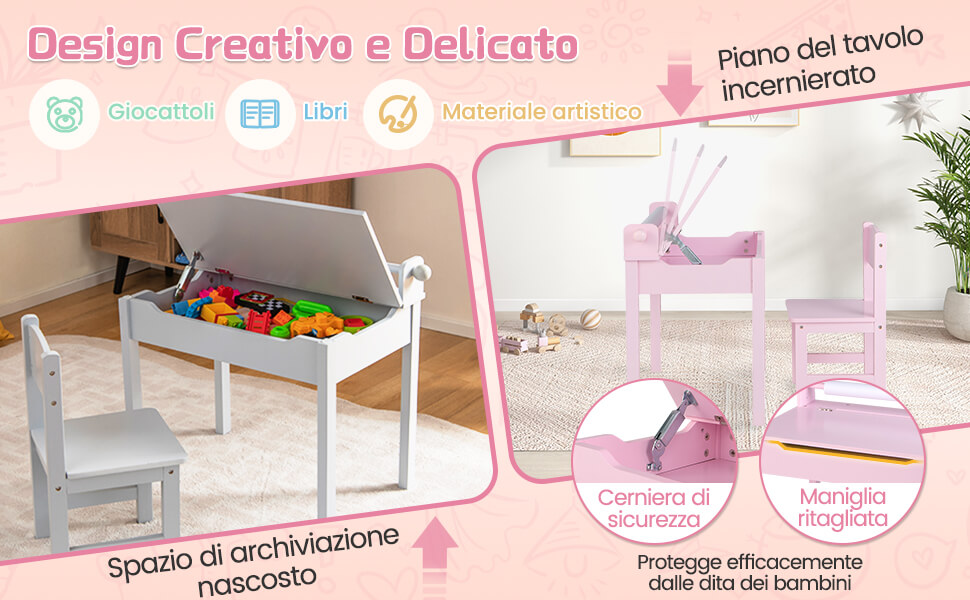 OOOK Tavolo E Sedie Per Bambini: Il Set Fai Da Te Con Vano Portaoggetti Per Cameretta E Asilo