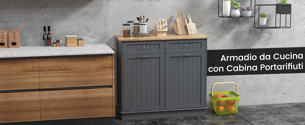 Pattumiera Sospesa Da Cucina Con Coperchio Scorrevole – 9 Litri, Aggancio A Porta O Parete, In Plastica, Bianca, Per Interni