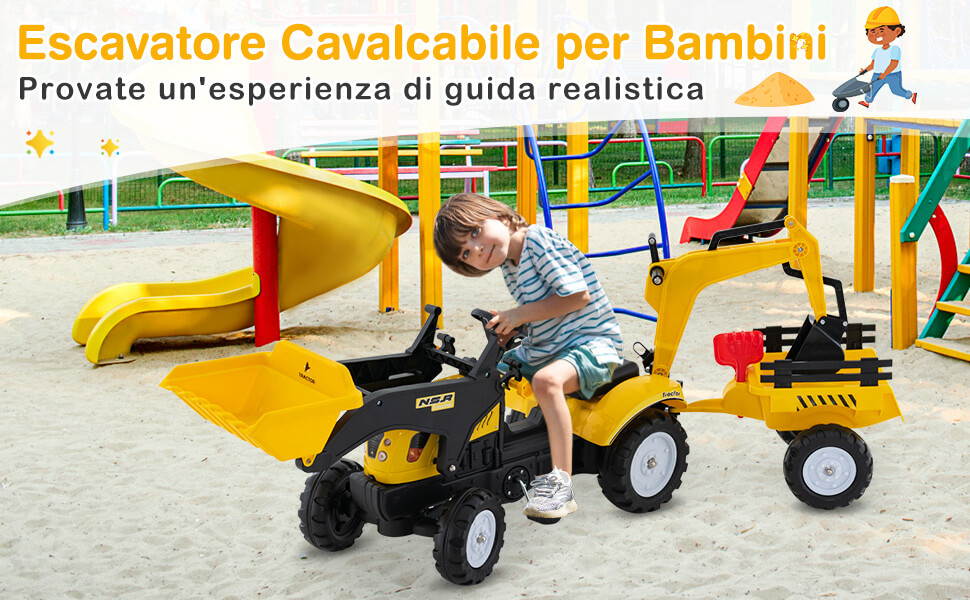 Set 4 Camion Costruzione Giocattolo Per Bambini 3+ Anni: Escavatore, Bulldozer, Rullo, Trivella, Smontabili, In Plastica ABS, Per Interno/esterno/spiaggia