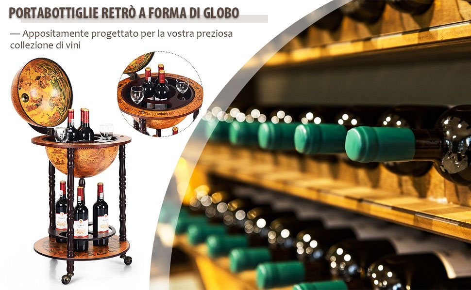Supporto mappamondo porta vini