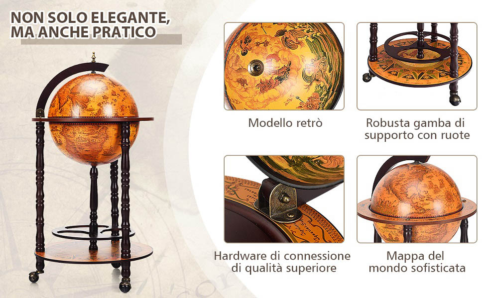 Supporto mappamondo porta vini girevole per casa e bar