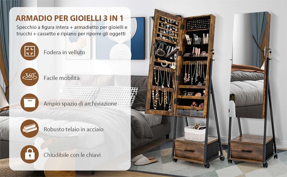 Progettato con uno specchio a figura intera