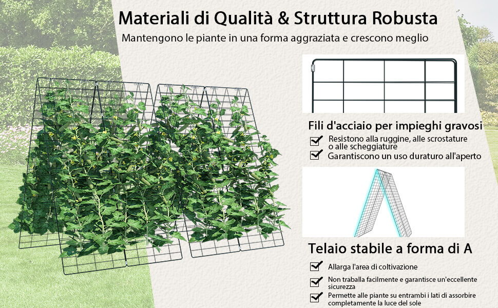Traliccio da giardino per piante rampicanti Robusto traliccio per piante in vaso Supporto per traliccio per piante in vaso per cetrioli Pomodori  15
