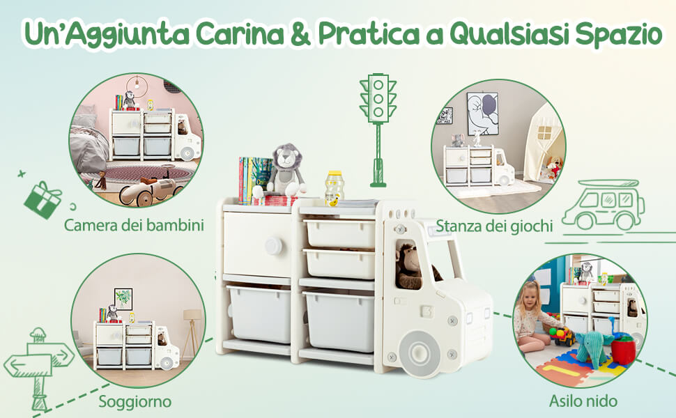 La cassettiera a forma di camion è carinissima e funzionale