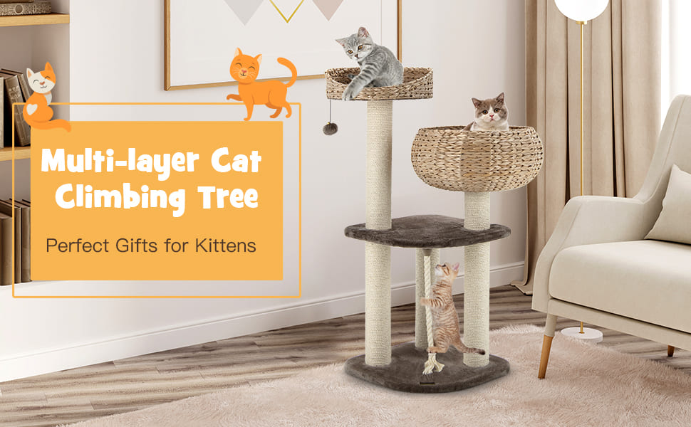 TWDEPART Cactus Kattenboom - Kattentoren Met Krabpaal, Hangende Ballen & Platform - Groen