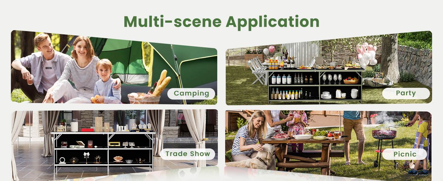 Eenvoudig te monteren en in te klappen campingtafel zonder gereedschap