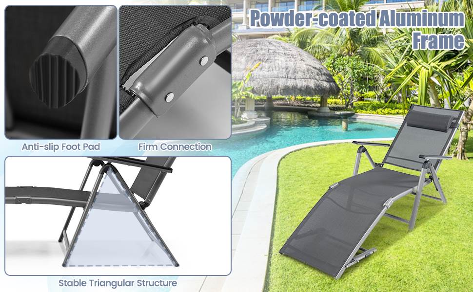 Zorg dat deze relaxfauteuil langer bij u blijft dankzij het anti-roest aluminium frame