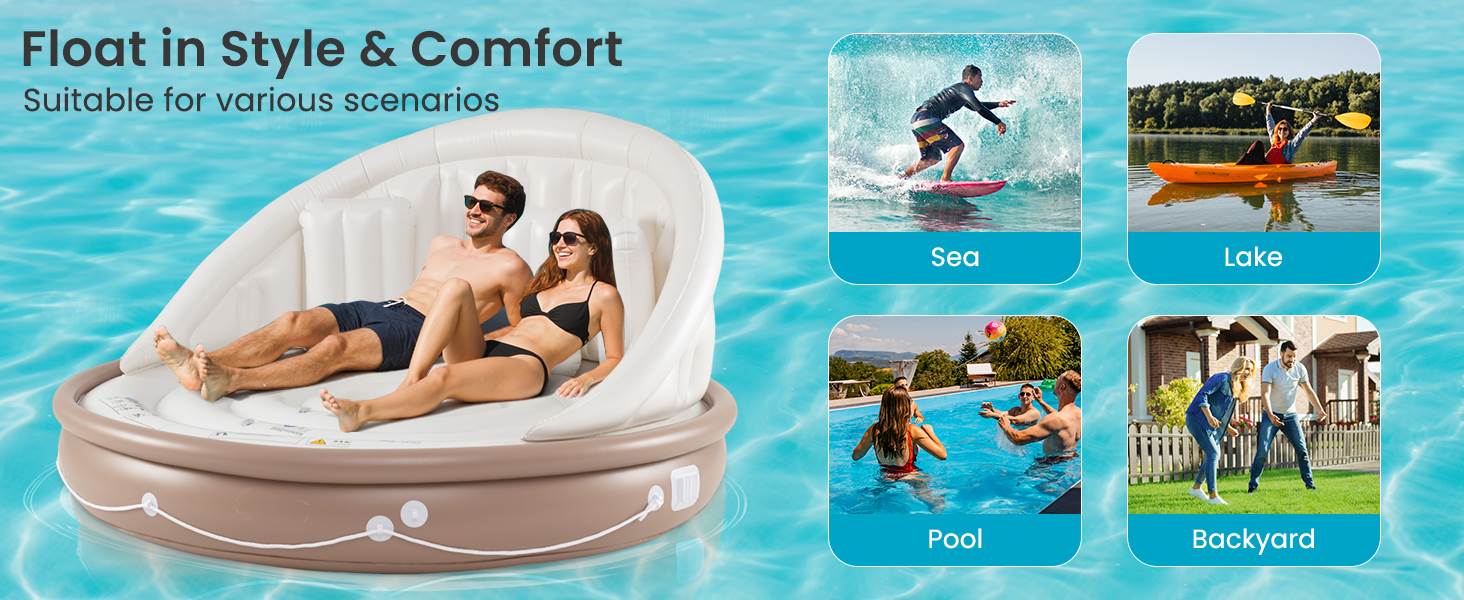  Drie opblaasbare kussens voegen een luxueuze touch toe aan uw Floating Island  